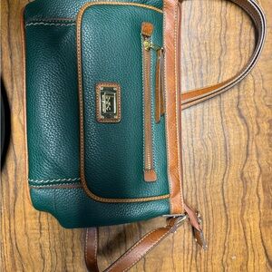 Elegant Green and Tan Crossbody Bag
